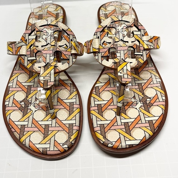 Tory Burch Shoes - Tory Burch Miller Welt Sandals Pink Caning Geo Combo